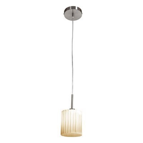 Foto para 40w Leilah G9 Halogen Dry Location Brushed Steel WH Scalloped Glass 1 Light Pendant