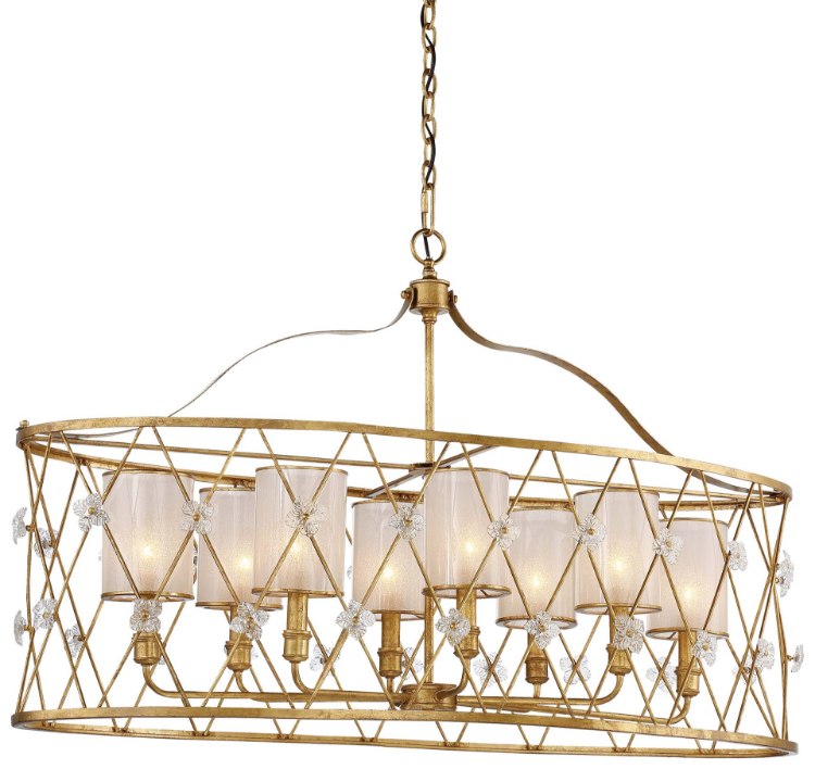 Foto para 60w SW 8 Light Island Light Elara Gold Clear W/Frost Inside