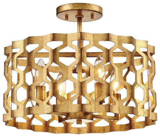 Picture of 60w SW 4 Light Semi Flush (Convertible To Pendant) Pandora Gold Leaf