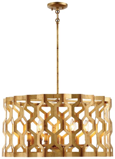 Picture of 60w SW 6 Light Pendant (Convertible To Semi-Flush) Pandora Gold Leaf