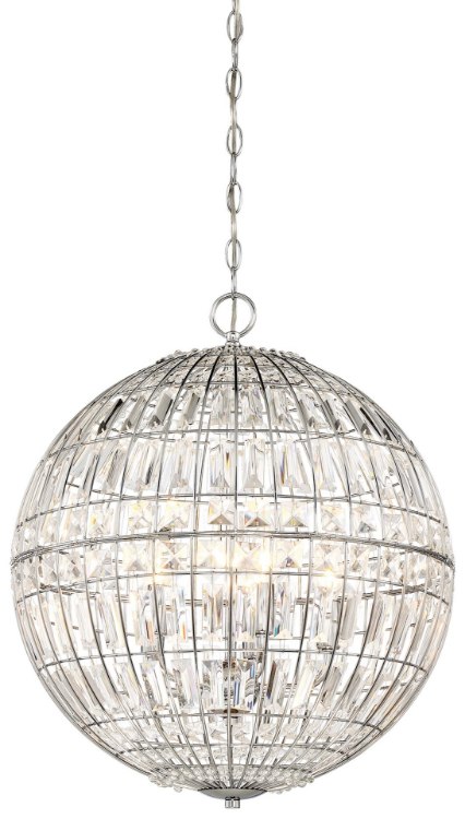 Picture of 60w SW 5 Light Pendant Chrome Clear Crystal