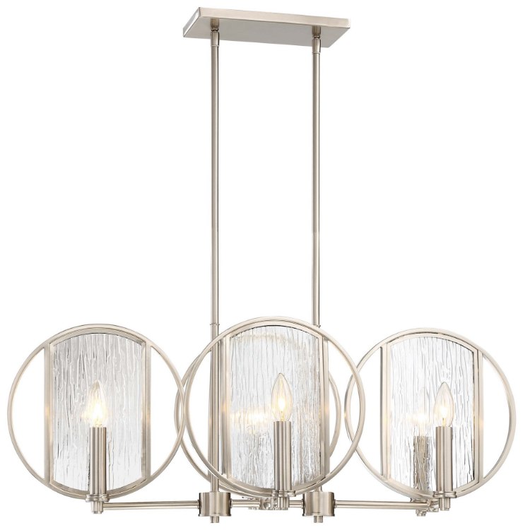 Picture of 60w SW Island Light Brushed Nickel Clear Wood Grain Water Glass