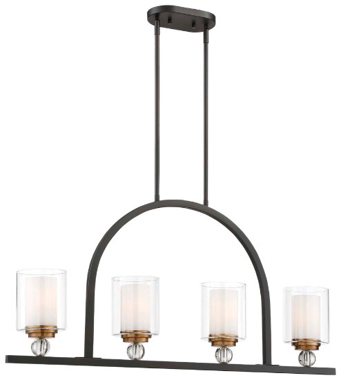 Foto para 100w SW 4 Light Island Light Painted Bronze W/Natural Brush Clear Glass