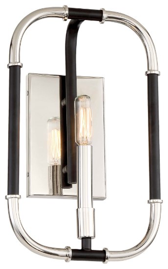 Foto para 60w SW Sconce Matte Black W/Polished Nickel