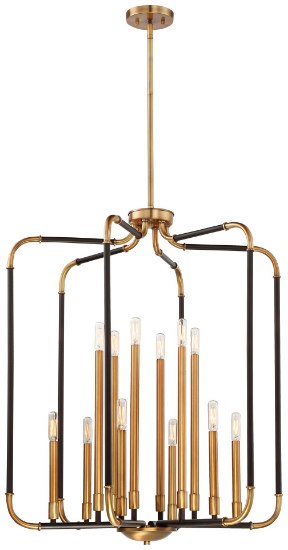 Picture of 720w (12 x 60w) 28" Liege 12-Light E12 Candelabra Aged Kinston Bronze with Brass Highlights Pendant