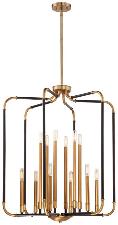 Picture of 720w (12 x 60w) 28" Liege 12-Light E12 Candelabra Aged Kinston Bronze with Brass Highlights Pendant