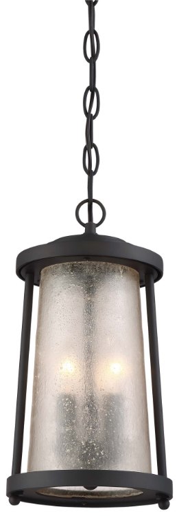 Foto para 60w SW Outdoor Chain Hung Oil Rubbed Bronze Clear Crackled Glass