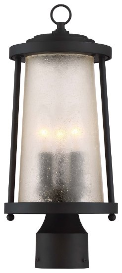 Picture of 60w SW Outdoor Post Mount Oil Rubbed Bronze Clear Crackled Glass