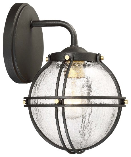 Picture of 100w SW Outdoor Wall Mount Black W/Honey Gold Highlight Clear Crackled Glass