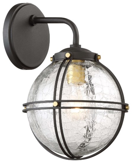 Picture of 10w SW Outdoor Wall Mount Black W/Honey Gold Highlight Clear Crackled Glass