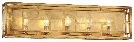 Picture of 60w SW Five Light Bath Pandora Gold Leaf Textured Glass