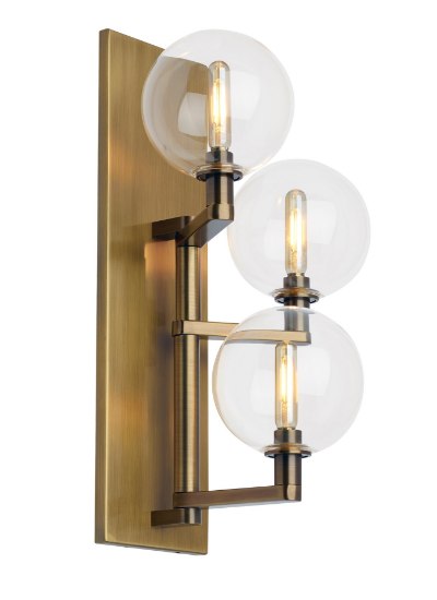 Picture of 2w Gambit 22k Metal & Glass Shade Aged Brass E12 T6 90cri Gambit Triple Wall T CL AB-LED922