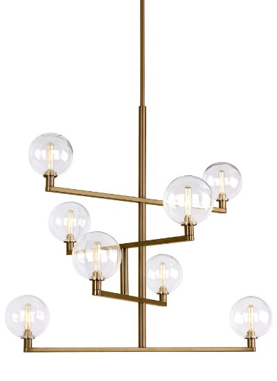 Foto para 2w Gambit 22k Transparent Glass Globe Aged Brass E12 T6 90cri Gambit Chandelier CL AB -LED922