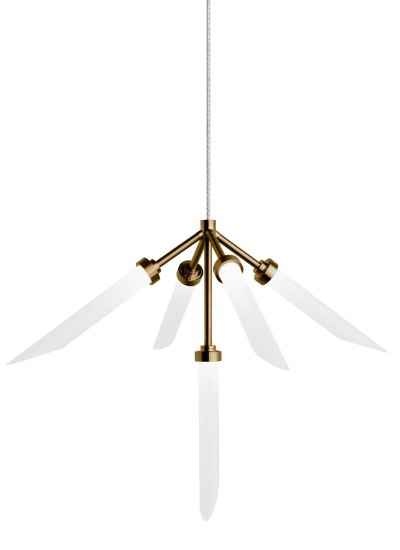 Foto para 2.5w Spur 27k Frosted Glass Flute Aged Brass 90cri MO2-Spur Pendant FR AB -LED927