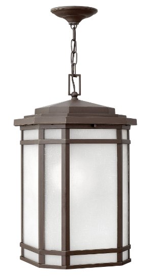 Foto para 100w Outdoor Cherry Creek MED White Linen Oil Rubbed Bronze Hanging