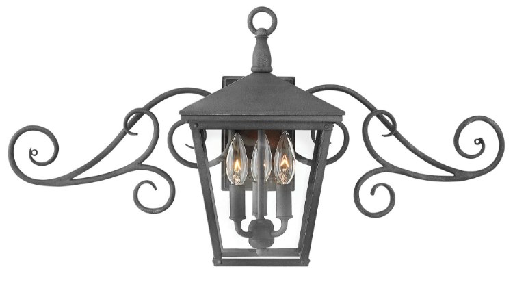 Foto para 5w Outdoor Trellis CAND. LED Clear Aged Zinc Small Wall Mount