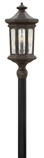 Picture of 5w Outdoor Raley CAND. LED Clear Seedy Glass Panels Oil Rubbed Bronze Post Top/ Pier Mount