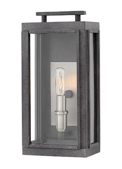 Foto para 5w Outdoor Sutcliffe CAND. LED Clear Aged Zinc Small Wall Mount