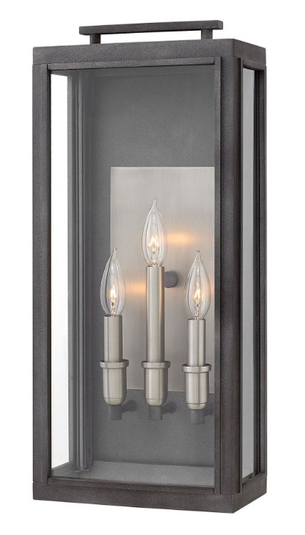 Foto para 5w Outdoor Sutcliffe CAND. LED Clear Aged Zinc Large Wall Mount
