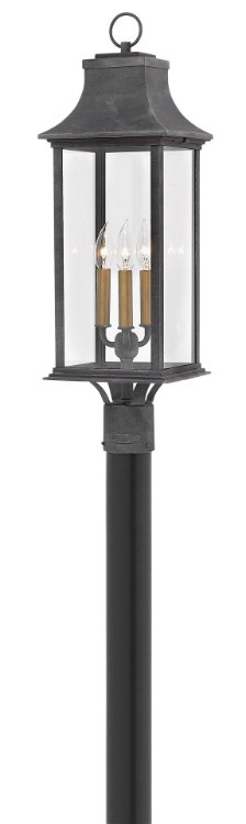 Foto para 60w Outdoor Adair CAND Clear Aged Zinc Post Top/ Pier Mount