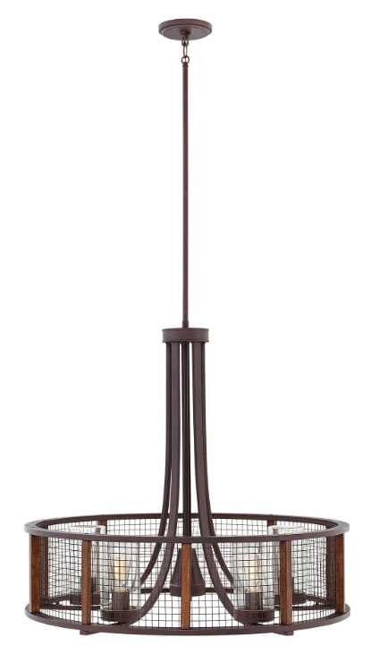 Foto para 135w Outdoor Beckett MED GU-10 Clear Seedy Iron Rust Outdoor Chandelier