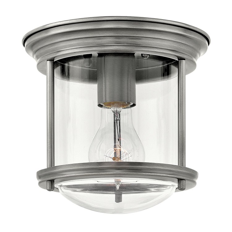 Foto para 100w Foyer Hadley MED Clear Antique Nickel Flush Mount