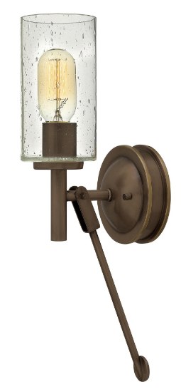 Foto para 100w Sconce Collier MED Clear Seedy Light Oiled Bronze