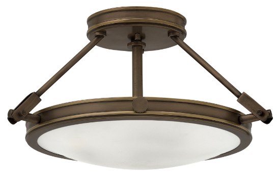 Picture of 60w Foyer Collier CAND Etched Opal Light Oiled Bronze Semi-flush Mount