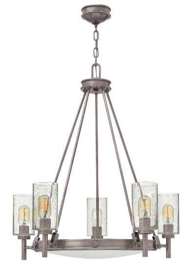 Foto para 100w Chandelier Collier MED Clear Seedy and Etched Antique Nickel Single Tier Foyer