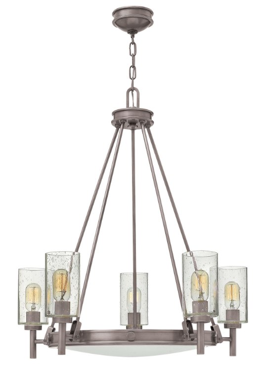 Picture of 100w Chandelier Collier MED Clear Seedy and Etched Antique Nickel Single Tier Foyer