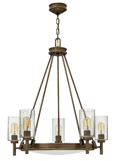 Picture of 100w Chandelier Collier MED Clear Seedy and Etched Light Oiled Bronze Stem Hung Foyer