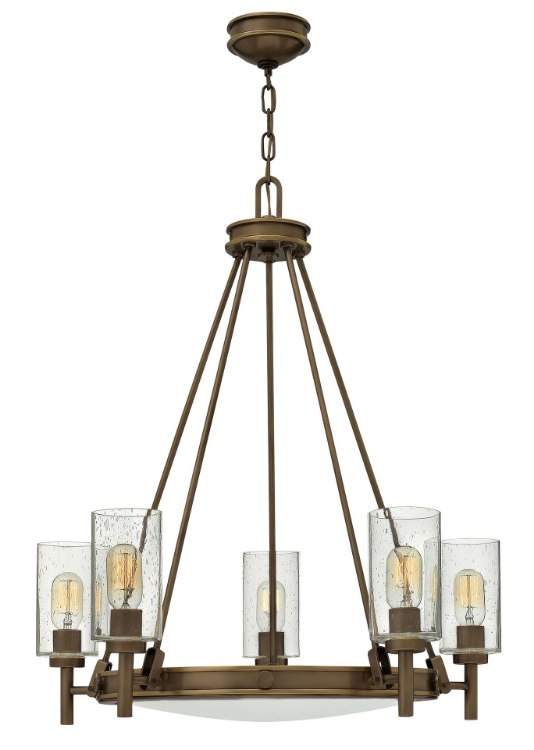 Picture of 100w Chandelier Collier MED Clear Seedy and Etched Light Oiled Bronze Stem Hung Foyer