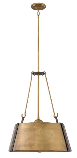 Picture of 100w Chandelier Cartwright MED Rustic Brass Single Tier Pendant