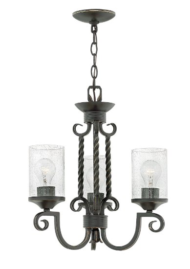 Foto para 100w Chandelier Casa MED Clear Seedy Olde Black Three Light