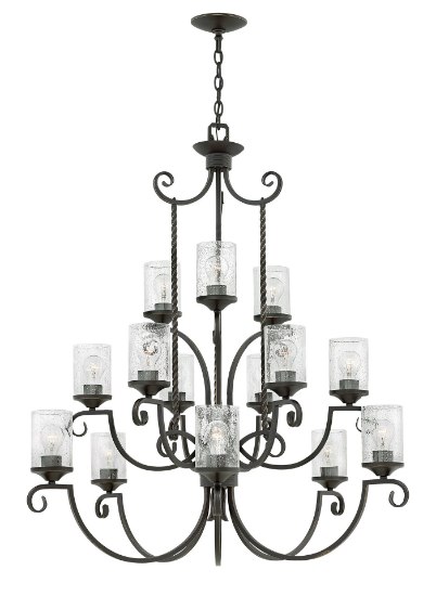 Picture of 60w Chandelier Casa MED Clear Seedy Olde Black Three Tier