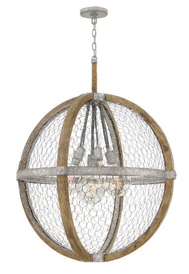 Foto para 100w Chandelier Heywood MED Weathered Zinc Single Tier