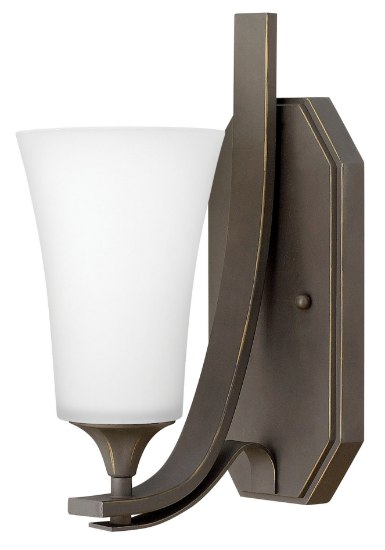 Foto para 100w Sconce Brantley MED Etched White Oil Rubbed Bronze