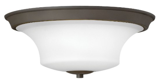 Foto para 60w Foyer Brantley MED Etched White Oil Rubbed Bronze Flush Mount