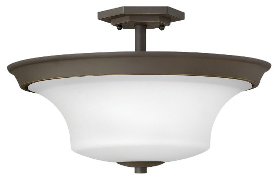 Picture of 100w Foyer Brantley MED Etched White Oil Rubbed Bronze Semi-flush Mount