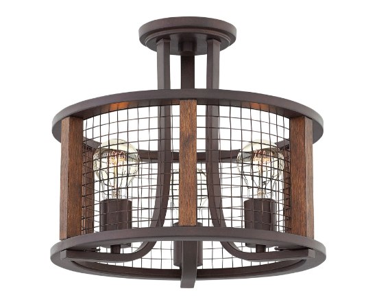 Foto para 100w Foyer Beckett MED Iron Rust Semi-flush Mount