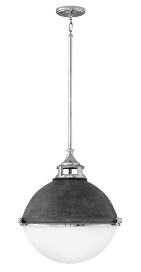 Picture of 100w Chandelier Fletcher MED Etched Opal Aged Zinc Single Tier Pendant