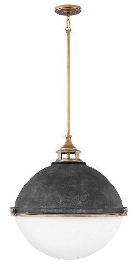 Picture of 100w Chandelier Fletcher MED Etched Opal Aged Zinc Single Tier Pendant