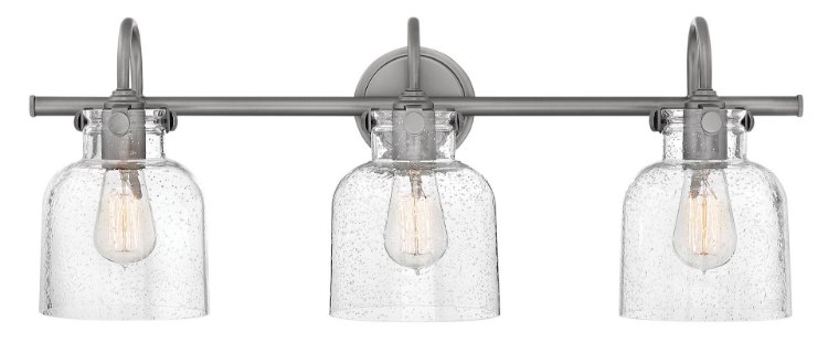 Foto para 100w Bath Congress MED Clear Seedy Antique Nickel Bath Three Light