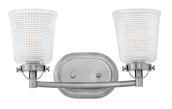 Foto para 100w Bath Bennett MED Clear Holophane Polished Antique Nickel Bath Two Light