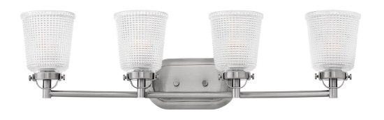 Picture of 100w Bath Bennett MED Clear Holophane Polished Antique Nickel Bath Four Light