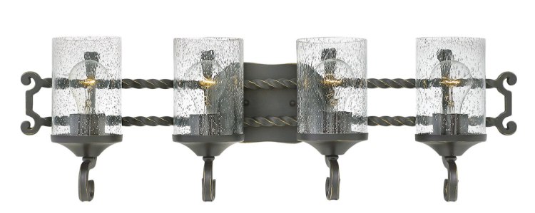 Foto para 117w Bath Casa INCAN. LED MED Clear Seedy Olde Black Bath Four Light