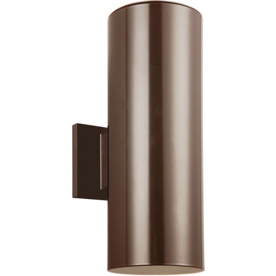 Picture of 130w Outdoor Cylinders 2-Light BR30 Tempered Glass Outdoor Bronze Wall Lantern