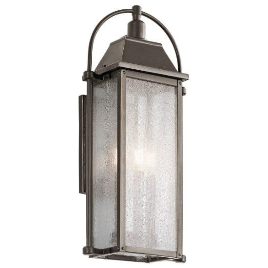 Foto para 180w (3 x 60w) 23" Harbor Row 3-Light Cand Olde Bronze Clear Seeded Gl Outdoor Wall Lantern