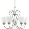 Picture of 500w 26" Heart 5 Light MED Brushed Nickel Etched Glass Chandelier