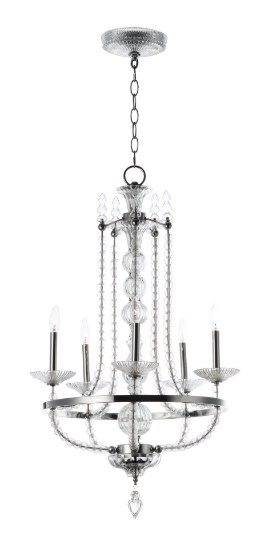 Picture of Paris 5-Light Chandelier PN Clear Glass CA Incandescent (OA HT 44.5"-82.5") (CAN 6"x6"x1.75")36" Chain
